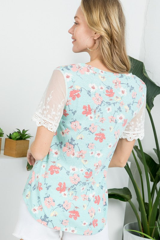 Floral Embroidery Lace Top