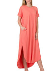 Zenana Brushed DTY Short Sleeve Maxi Dress - My Pampered Life Seattle