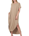 Zenana Brushed DTY Short Sleeve Maxi Dress - My Pampered Life Seattle