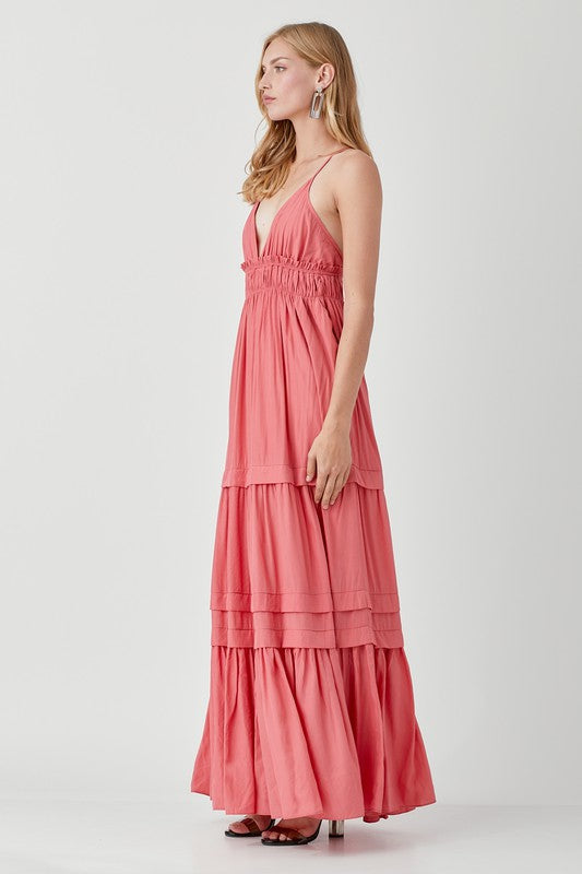 Mustard Seed Shirred Ruffle Maxi Dress - Online Only