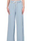 Zenana French Terry Raw Edge Hemmed Pants - Online Only