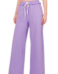 Zenana French Terry Raw Edge Hemmed Pants - Online Only