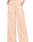 Zenana French Terry Raw Edge Hemmed Pants - Online Only