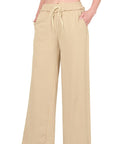 Zenana French Terry Raw Edge Hemmed Pants - Online Only