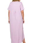 ZENANA Plus Brushed DTY Short Sleeve Maxi Dress