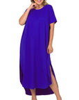 Zenana Plus Brushed DTY Short Sleeve Maxi in Black or Blue