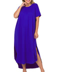 ZENANA Plus Brushed DTY Short Sleeve Maxi Dress