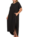 ZENANA Plus Brushed DTY Short Sleeve Maxi Dress