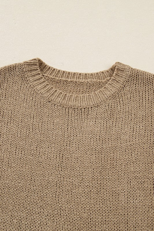 Solid Slouchy Drop Shoulder Sweater Dress