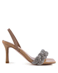 High Social Diamante Braided Trap Sandals