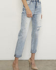 Denim Lab USA High Rise Ripped Girlfriend Jeans