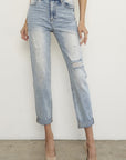 Denim Lab USA High Rise Ripped Girlfriend Jeans