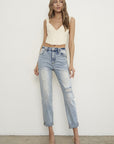 Denim Lab USA High Rise Ripped Girlfriend Jeans