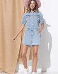 Blue B Washed Denim Overall Romper