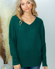 PLUS SIZE White Birch Long Sleeve Solid Knit Top in Forest Green or Mocha - Online Only