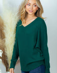 PLUS SIZE White Birch Long Sleeve Solid Knit Top in Forest Green or Mocha - Online Only