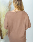 PLUS SIZE White Birch Long Sleeve Solid Knit Top in Forest Green or Mocha - Online Only