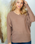 PLUS SIZE White Birch Long Sleeve Solid Knit Top in Forest Green or Mocha - Online Only