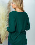 PLUS SIZE White Birch Long Sleeve Solid Knit Top in Forest Green or Mocha - Online Only