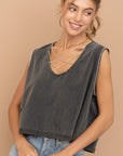 Blue B Mineral Washed Rhinestone Tank - Online Only