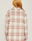 Love Tree Woven Yarn Dye Long Sleeve Shacket - Online Only