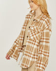 Love Tree Woven Yarn Dye Long Sleeve Shacket - Online Only