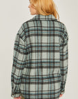 Love Tree Woven Yarn Dye Long Sleeve Shacket - Online Only