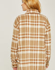 Love Tree Woven Yarn Dye Long Sleeve Shacket - Online Only