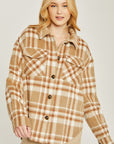 Love Tree Woven Yarn Dye Long Sleeve Shacket - Online Only