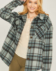 Love Tree Woven Yarn Dye Long Sleeve Shacket - Online Only