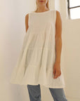 Fabina Cotton Slub Babydoll Tunic Dress