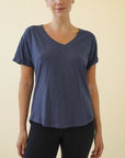 Fabina Cotton Slub V-Neck On Her Day Top