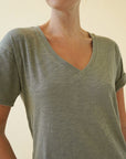 Fabina Cotton Slub V-Neck On Her Day Top