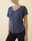 Fabina Cotton Slub V-Neck On Her Day Top