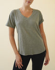 Fabina Cotton Slub V-Neck On Her Day Top