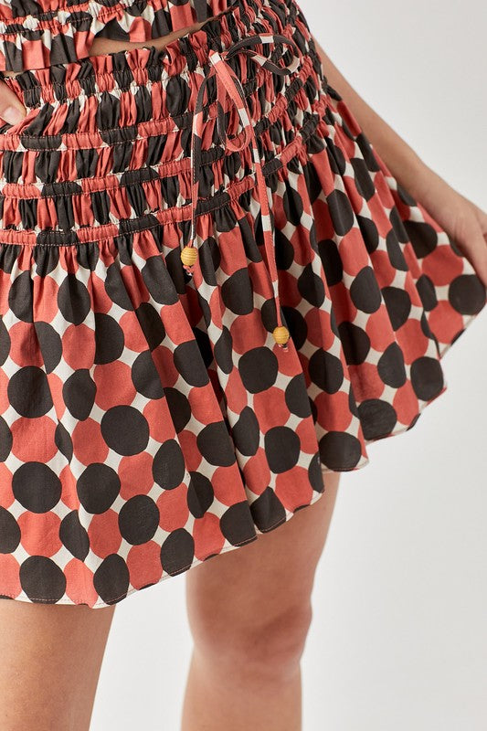 Mustard Seed Polka Dot Printed Ruffled Skorts