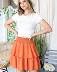 Jade by Jane Solid Ruffle Tiers Smocked Skirt