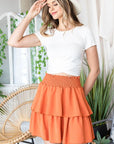 Jade by Jane Solid Ruffle Tiers Smocked Skirt