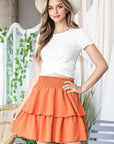 Jade by Jane Solid Ruffle Tiers Smocked Skirt