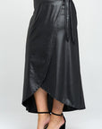 BYRKA PLUS Faux Leather Maxi Wrap Skirt