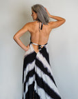 Fringed Trapeze Halter Dress