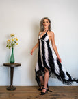 Fringed Trapeze Halter Dress