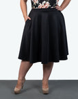 Knee Length Circle Skirt with Side Seam Pockets