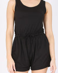 Drawstring Sleeveless Romper