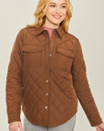 Love Tree Woven Solid Bust Pocket Shacket