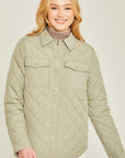 Love Tree Woven Solid Bust Pocket Shacket