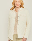 Love Tree Woven Solid Bust Pocket Shacket