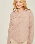 Love Tree Woven Solid Bust Pocket Shacket