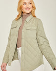 Love Tree Woven Solid Bust Pocket Shacket