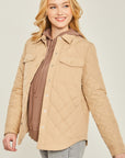 Love Tree Woven Solid Bust Pocket Shacket